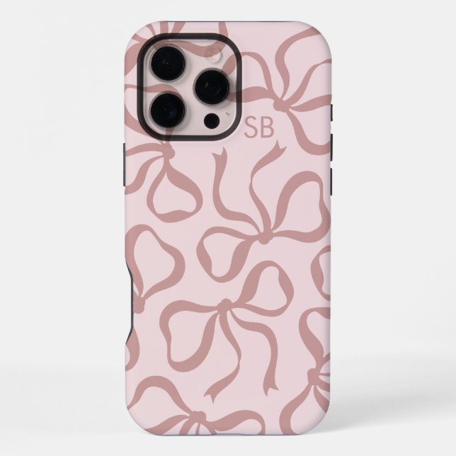 Blush Pink Bow Monogram iPhone Case (Back)