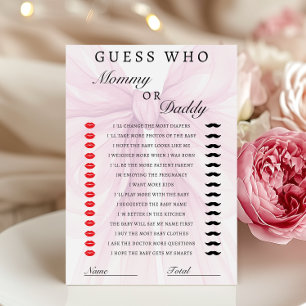 Blush Pink Bow Mummy Daddy Baby Shower Game