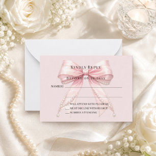 Blush pink bow response RSVP Card