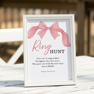 Blush Pink Bow Ring Hunt Bridal Shower Game Sign