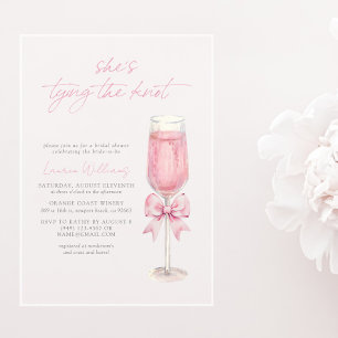 Blush Pink Bow She's Tying the Knot Bridal Shower Acrylic Invitations