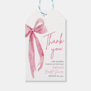 Blush Pink Bow She's Tying the Knot Bridal Shower Gift Tags