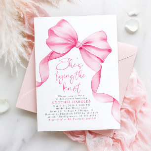 Blush Pink Bow She's Tying the Knot Bridal Shower Invitation