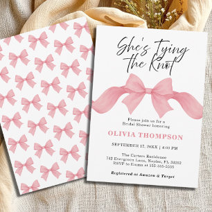 Blush Pink Bow She's Tying the Knot Bridal Shower Invitation