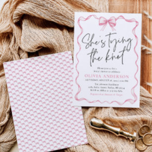 Blush Pink Bow She's Tying the Knot Bridal Shower Invitation