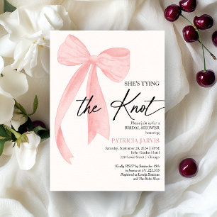 Blush Pink Bow She's Tying the Knot Bridal Shower Invitation