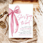 Blush Pink Bow She's Tying the Knot Bridal Shower Invitation<br><div class="desc">Announce the upcoming celebration with elegance and charm using our Blush Pink Bow She's Tying the Knot Bridal Shower Invitation. This invitation exudes sophistication, capturing the essence of a joyous occasion. The blush pink colour palette adds a touch of romance, while the delicate bow symbolises the tying of the knot...</div>