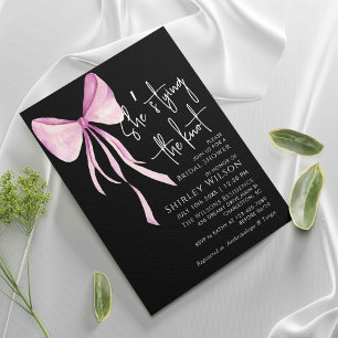 Blush Pink Bow She's Tying the Knot Bridal Shower Invitation