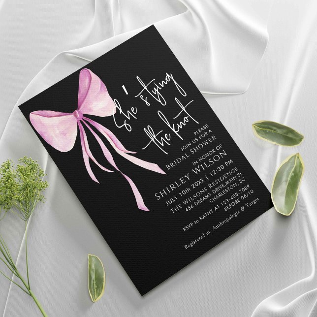 Blush Pink Bow She's Tying the Knot Bridal Shower Invitation (Creator Uploaded)