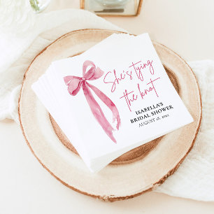Blush Pink Bow She's Tying the Knot Bridal Shower Napkin