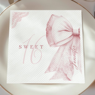 Blush Pink Bow Sweet 16 Birthday Napkin