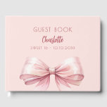 Blush pink bow SWEET 16 Guest Book<br><div class="desc">A blush pink background colour. Decorated with a large pink bow.  Personalise and add your name,  text.</div>