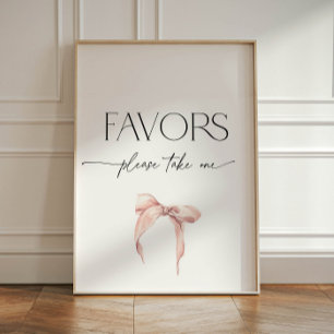 Blush Pink Bow Take a Favour Bridal Pedestal Sign