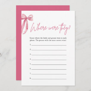 Blush Pink Bow Where Were They Bridal Shower Game Invitation