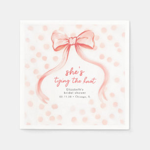 Blush Pink Bow Whimsical Minimalist Bridal Shower Napkin