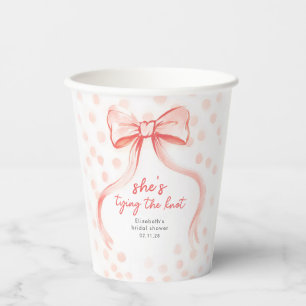 Blush Pink Bow Whimsical Minimalist Bridal Shower Paper Cups