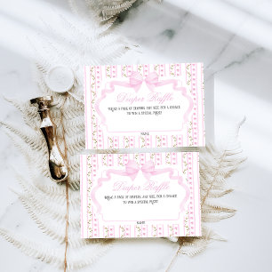 Blush Pink Bows Floral Elegant Baby Shower Diaper Enclosure Card