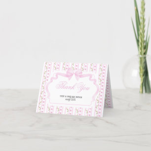 Blush Pink Bows Floral Elegant Baby Shower  Thank You Card