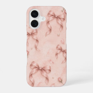 Blush Pink Bows & Roses Elegant iPhone 16 Case