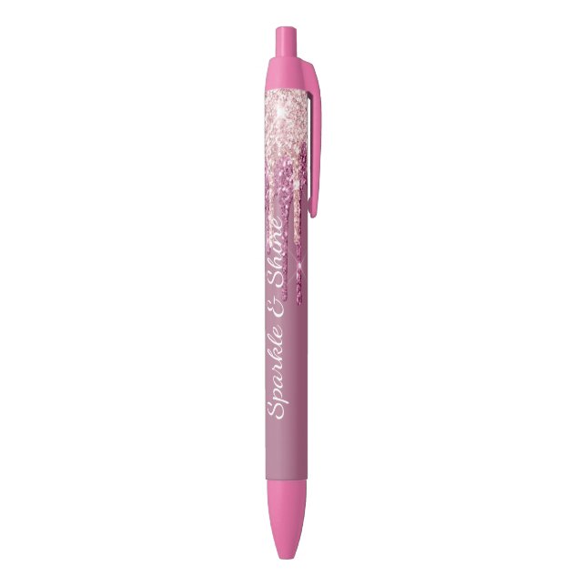 Blush Pink Boysenberry Glitter Ice Cream Drips Black Ink Pen (Bottom (Vertical))