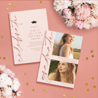 Blush Pink & Brass Calligraphy 2 Photos Graduation