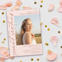 Blush Pink & Brass Calligraphy Photo Sweet 16