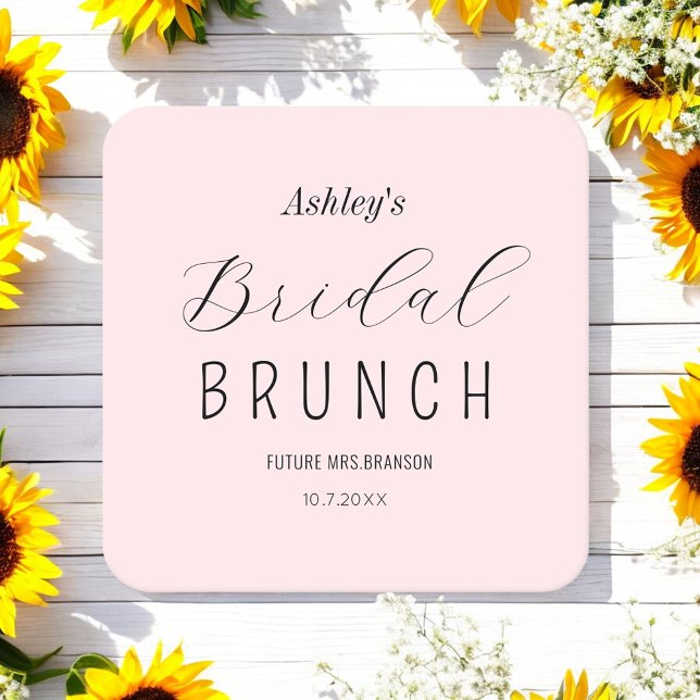 Blush Pink Bridal Brunch Paper Coaster (Creator Uploaded)