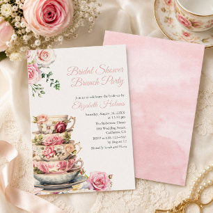 Blush Pink Bridal Luncheon Invitation Tea Party
