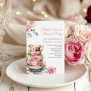 Blush Pink Bridal Luncheon Invitation Tea Party