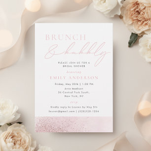 Blush Pink Bridal Shower Brunch and Bubbly Invitation