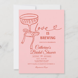 Blush Pink Bridal Shower Love Is Brewing Theme Invitation