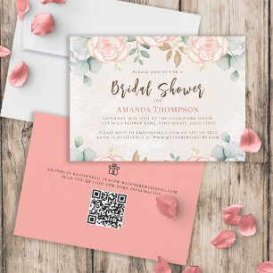 Blush Pink Bridal Shower Watercolor Floral Invitation