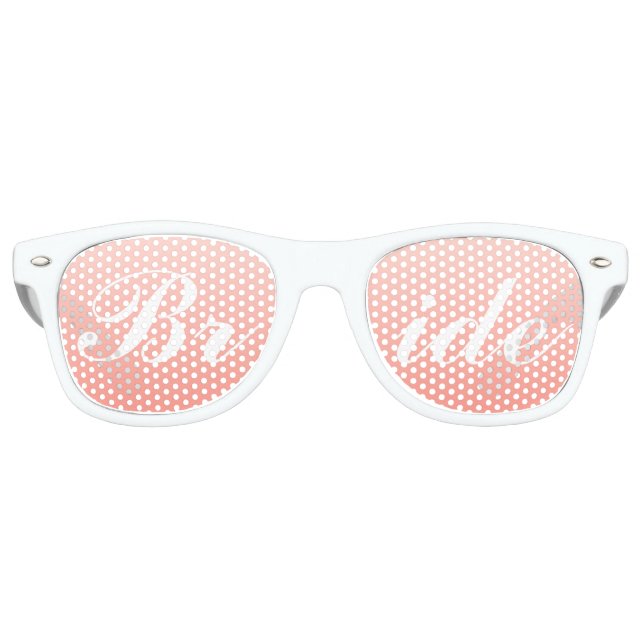 Blush Pink Bride in Script Wedding Retro Sunglasses (Front)