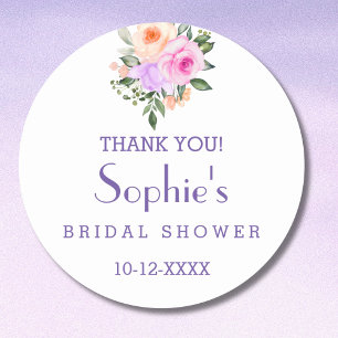 Blush Pink Bright Roses Bridal Shower Thank You Classic Round Sticker