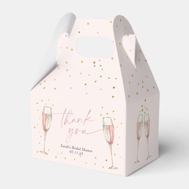 Blush pink Brunch and bubbly chic bridal shower  Favour Box (Front Side)