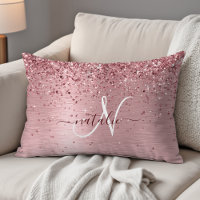 Blush Pink Brushed Metal Glitter Monogram Name