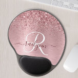 Blush Pink Brushed Metal Glitter Monogram Name Gel Mouse Pad<br><div class="desc">Easily personalise this trendy chic mouse pad design featuring pretty blush pink sparkling glitter on a blush pink brushed metallic background.</div>