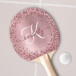 Blush Pink Brushed Metal Glitter Monogram Name Ping Pong Paddle<br><div class="desc">Easily personalise this trendy chic ping pong paddle stand design featuring pretty blush pink sparkling glitter on a blush pink brushed metallic background.</div>