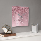 Blush Pink Brushed Metal Glitter Monogram Name