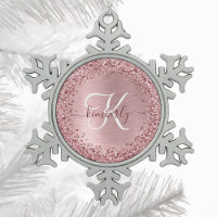 Blush Pink Brushed Metal Glitter Monogram Name