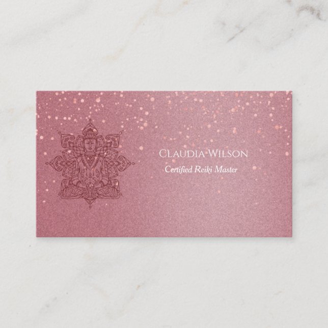 Blush Pink Buddha Reiki Spiritual Energy Healer Business Card (Front)