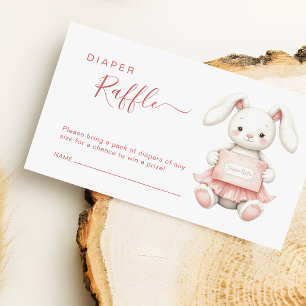Blush Pink Bunny Baby Shower Diaper Raffle Ticket Enclosure Card