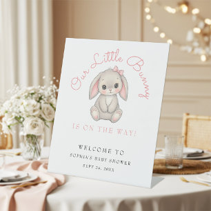 Blush Pink Bunny Girl Baby Shower Welcome  Pedestal Sign