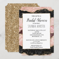 Blush Pink Burgundy Black Glitzy Bridal Shower
