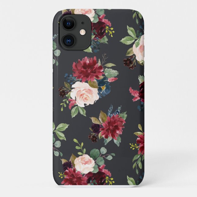 Blush Pink Burgundy Floral Elegant Pretty Case-Mat Case-Mate iPhone Case (Back)