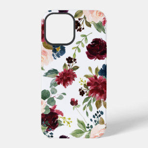 Blush Pink Burgundy Floral Elegant Pretty iPhone 12 Pro Case