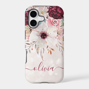 Blush Pink Burgundy Floral iPhone XR Case