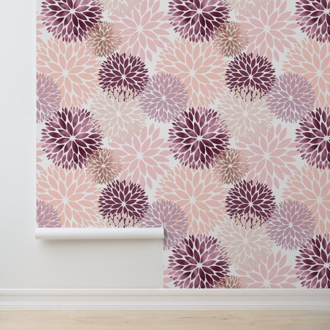 Blush Pink Burgundy Flowers Wallpaper (Application)