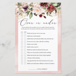 Blush Pink Burgundy Over Or Under Game Floral