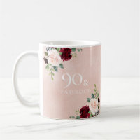 Blush Pink Burgundy Red 90th Birthday Party Gift